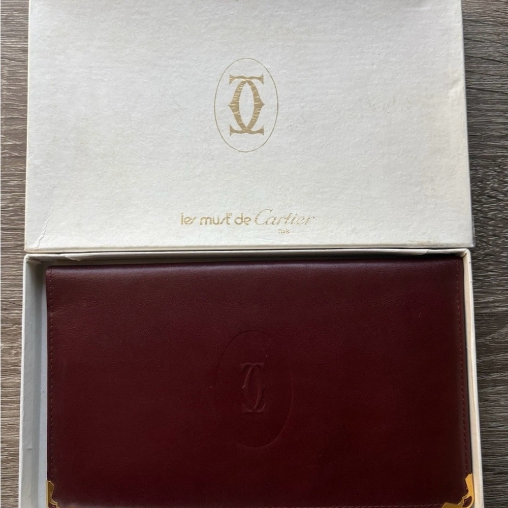 Cartier Must Leather Bifold Long Wallet Authentic With Box And Papers